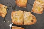 Toasted Bread With Olive Oil Stock Photo