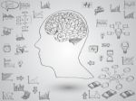 Brain Concept With Creative Doodle Graph And Chart Stock Photo