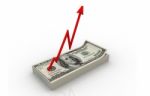 Dollars With Raising Arrow Chart Stock Photo