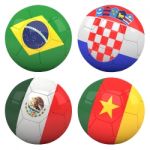 3d Soccer Balls With Group A Teams Flags, Football Brazil 2014 Stock Photo