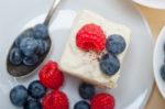 Fresh Raspberry And Blueberry Cake Stock Photo