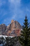 Red Mountain Near Cortina D'ampezzo Stock Photo