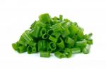 Sliced Green Onion Isolated On The White Background Stock Photo