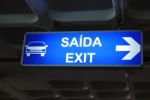 Exit Sign On Airport Stock Photo