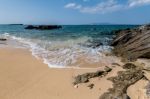 Beautiful Beach With Rock Stock Photo