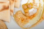 Hummus With Pita Bread Stock Photo