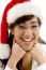 Smiling Lady Wearing Christmas Hat