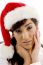 Sad Female Wearing Christmas Hat