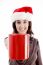 Santa Hat Woman Holding Cup