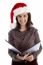 Young Woman Wearing Santa Hat