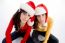 Sitting Females With Christmas Hat