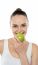 Woman Eating Green Apple