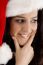 Smiling Woman Wearing Christmas Hat