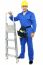 Young Worker Holding Step Ladder