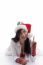 Young Lady Wearing Santa Hat