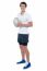 Full Length Portrait Of A Rugby Player Holding Ball