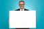 Business Representative Holding Blank Ad Board