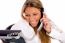 Portrait Of Smiling Businesswoman Busy On Phone