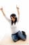 Front View Of Dancing Woman On An Isolated White Background