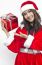 Santa Claus Hat With Red Christmas Gift Box