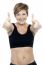 Excited Attractive Fit Lady Showing Double Thumbs Up