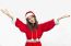 Beautiful Young Santa Clause Woman, Isolated