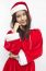 Beautiful Young Santa Clause Woman, Isolated