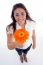 Lovely Girl Showing Orange Gerbera Flower