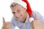 Happy Man With Christmas Hat Wishing Good Luck