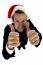 Businessman Cheering With Santa Cap