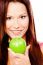 Happy Woman With Green Apple