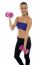 Middle Aged Woman Posing With Pink Dumbbells