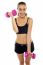 Smiling Fit Woman Working Out With Dumbbells