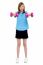 Slim Girl Striking A Pose With Dumbbells. Lifting Weights