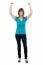 Excited Woman In Celebration Mood With Raised Arms