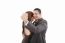 Young Couple Dancing Over White Background