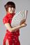 Chinese Model In Traditional Cheongsam Dress