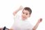 Portrait Of Happy Little Boy Over White Background