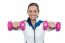 Female Working Out With Pink Dumbbells