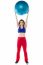 Happy Woman Lifting Pilates Ball Upwards