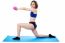 Fit Lady With Dumbbells Kneeling On One Leg