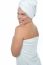 Hot Woman In Bath Towel Turning Back Towards Camera