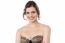 Smiling Woman Wearing Designer Strapless Brassiere