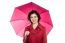 Cute Lady With An Umbrella On White Background