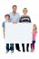 Active Young Family Displaying Blank Ad Board