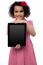 Smiling African American Girl Presenting Tablet Pc