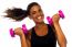 Happy Fitness Woman Lifting Dumbbells