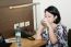 Portrait Of Beautiful Business Woman Drinking Water At Office