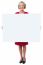 Glamorous Woman Holding Blank Ad Board