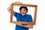 Man Holding Wooden Picture Frame